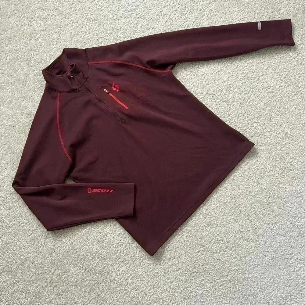 Scott Men’s 1/4 Zip Long Sleeve Shirt Size XL Maroon Sweater Outdoor Active